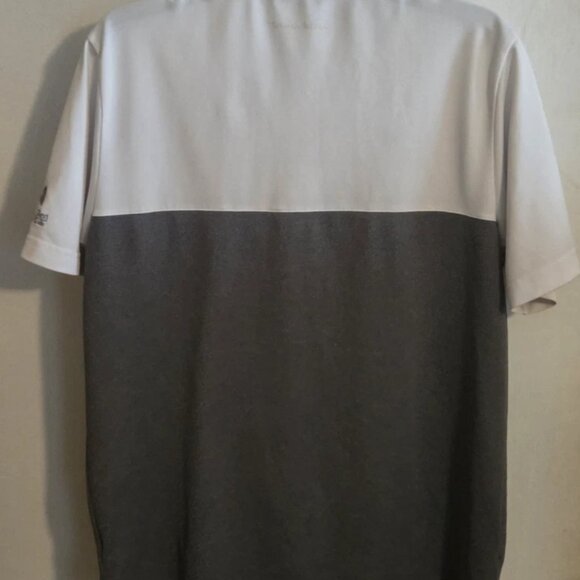 Travis Mathew Polo Medium Grey White Colorblock C.C. Logo Performance Golf Shirt - Picture 6 of 8